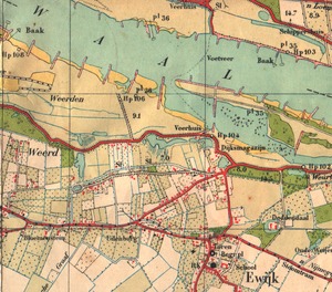 afbeelding 1 Topografische kaart met correcties uit 1953
